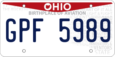 OH license plate GPF5989