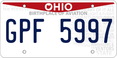 OH license plate GPF5997
