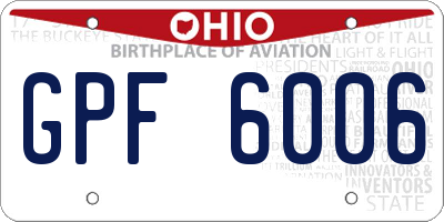 OH license plate GPF6006