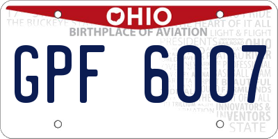 OH license plate GPF6007