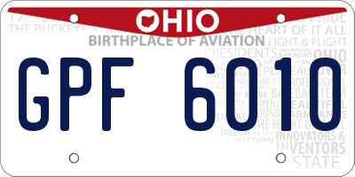OH license plate GPF6010