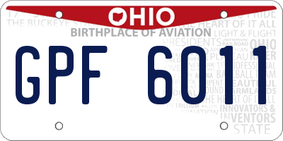 OH license plate GPF6011