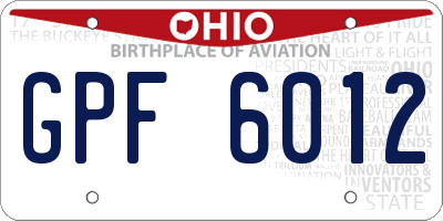 OH license plate GPF6012