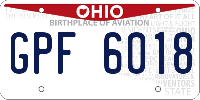 OH license plate GPF6018