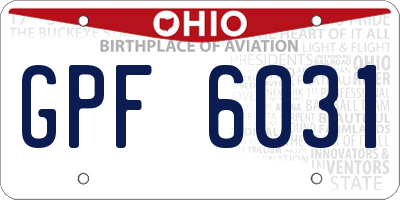 OH license plate GPF6031