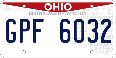 OH license plate GPF6032