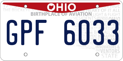 OH license plate GPF6033