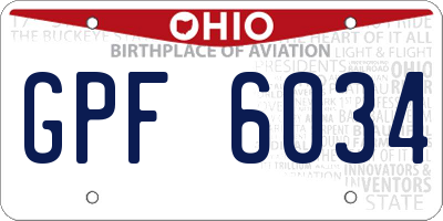 OH license plate GPF6034