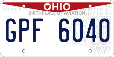 OH license plate GPF6040