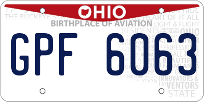 OH license plate GPF6063