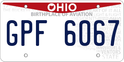 OH license plate GPF6067