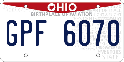 OH license plate GPF6070
