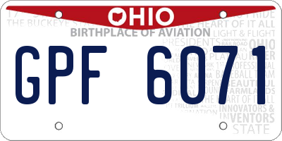 OH license plate GPF6071