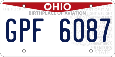 OH license plate GPF6087
