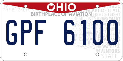 OH license plate GPF6100