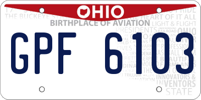 OH license plate GPF6103
