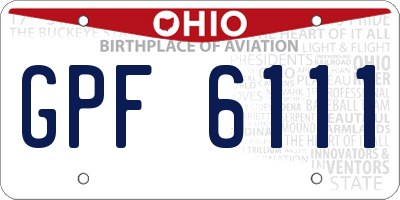OH license plate GPF6111