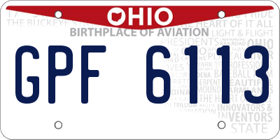 OH license plate GPF6113