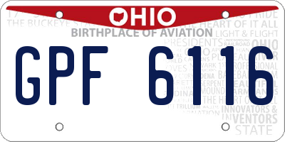 OH license plate GPF6116
