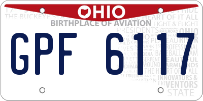 OH license plate GPF6117