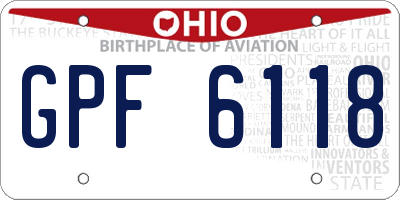 OH license plate GPF6118