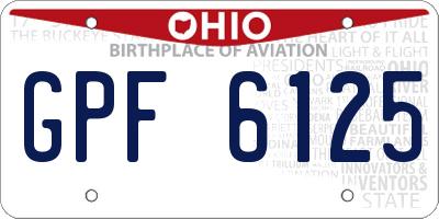 OH license plate GPF6125