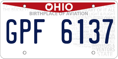 OH license plate GPF6137