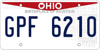 OH license plate GPF6210