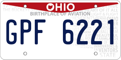 OH license plate GPF6221
