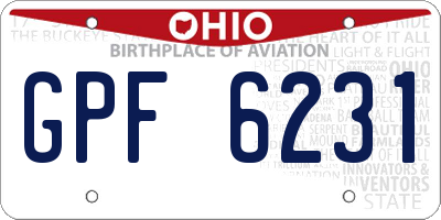 OH license plate GPF6231