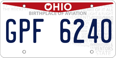 OH license plate GPF6240
