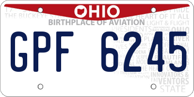 OH license plate GPF6245