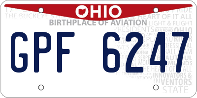 OH license plate GPF6247