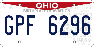 OH license plate GPF6296