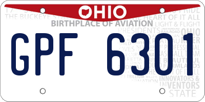 OH license plate GPF6301