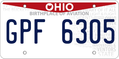 OH license plate GPF6305