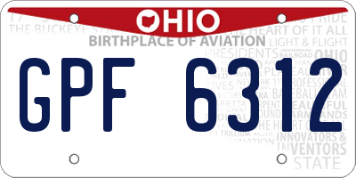 OH license plate GPF6312