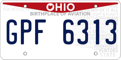 OH license plate GPF6313