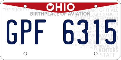 OH license plate GPF6315