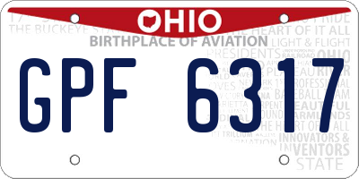 OH license plate GPF6317