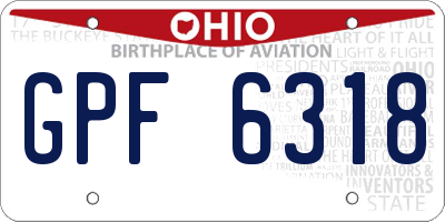OH license plate GPF6318