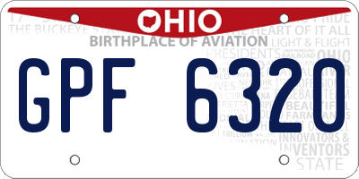 OH license plate GPF6320