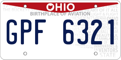OH license plate GPF6321