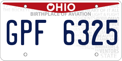 OH license plate GPF6325