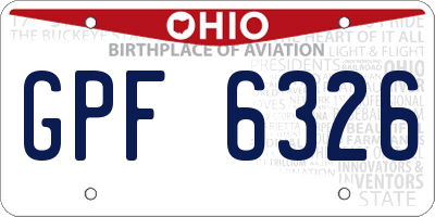 OH license plate GPF6326