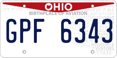 OH license plate GPF6343