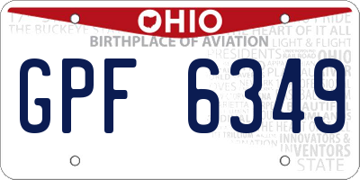OH license plate GPF6349