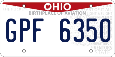 OH license plate GPF6350