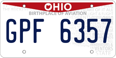 OH license plate GPF6357