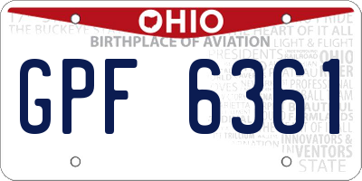 OH license plate GPF6361